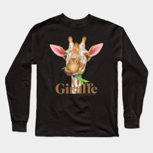 Cute Gentle Giraffe on a Giraffe lovers tee Long Sleeve T-Shirt